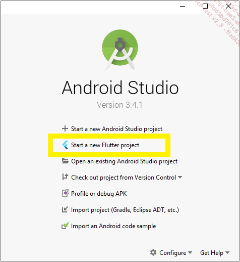 Fenêtre de démarrage d’Android Studio