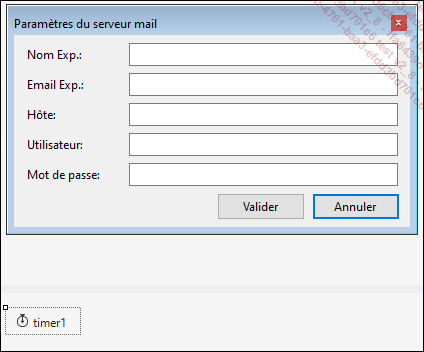 Paramètres du serveur mail avec timer sous Visual Studio 2022