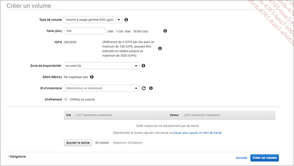 Création volume EBS